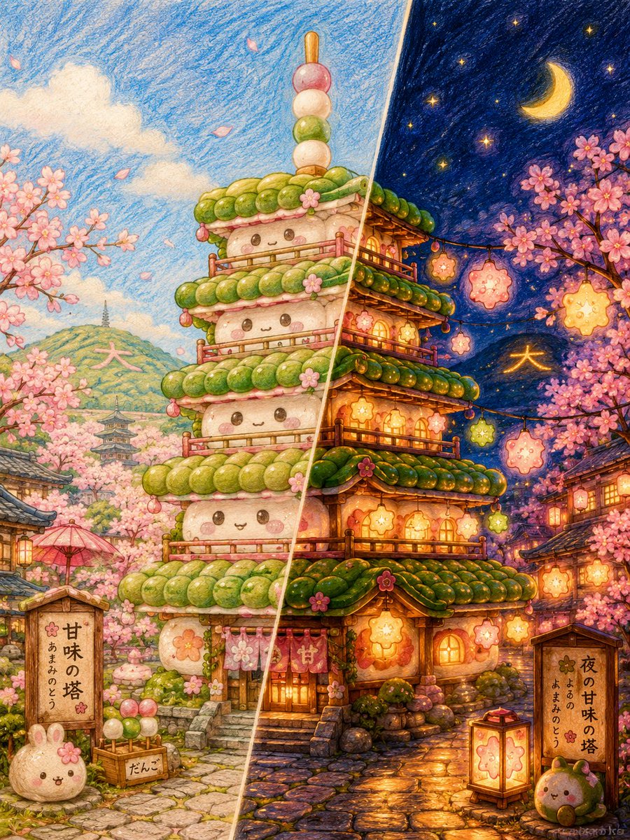 AI塗り絵コンテスト エントリー:①世界の景色部門(1点目) 「和菓子の