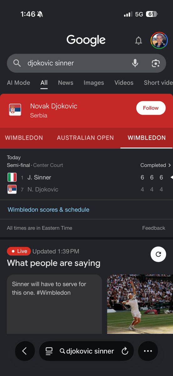 nrevbay's tweet photo. Wow. Good run, Djokovic! https://t.co/Yksbb7in8h