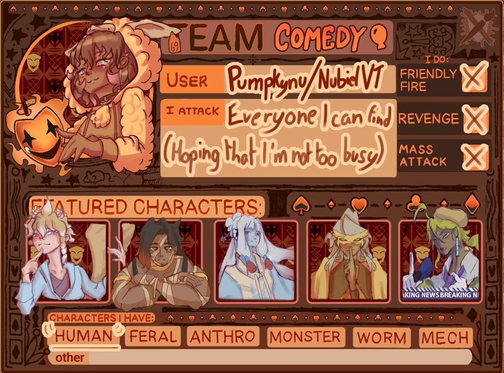 Pumpkynu1's tweet photo. First Time Participating to an Artfight, don't hesitate to attack and i'll do my best to defend 👀💅
#artfight2026ㅤ #artfightteamcomedy #teamcomedy #artfight https://t.co/LCsXnjjKDO