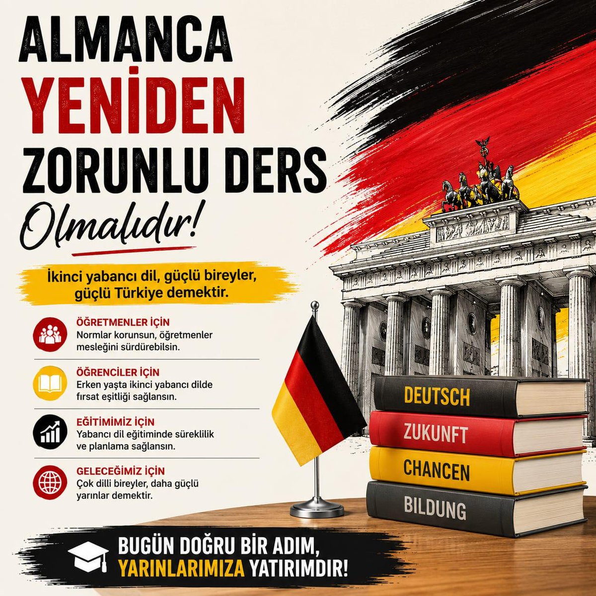 Arzu559's tweet photo. Sorunumuz öğretmen fazlalığı değil, Almanca derslerinin azaltılmasıdır. Çözüm, branş öğretmenlerini farklı alanlarda değerlendirmek değil; Almancayı yeniden liselerde zorunlu yapmaktır. @CBegitimogretim @meb_ttkb @mebpgm @meb_ogm 
@Yusuf__Tekin  @cengizmete 
#AlmancaZorunluOlsun https://t.co/CWxR5647GY