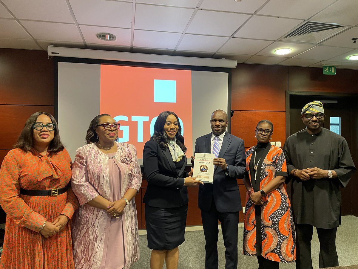 cibnigeria's tweet photo. The President/Chairman of Council of The Chartered Institute of Bankers of Nigeria (CIBN), Dele Alabi, Ph.D., FCIB, @droladelealabi led a delegation on a courtesy visit to Mrs. Miriam Chidiebele Olusanya, FCIB Managing Director of Guaranty Trust Bank (GTBank) Nigeria Limited. https://t.co/iI00fkvWyR