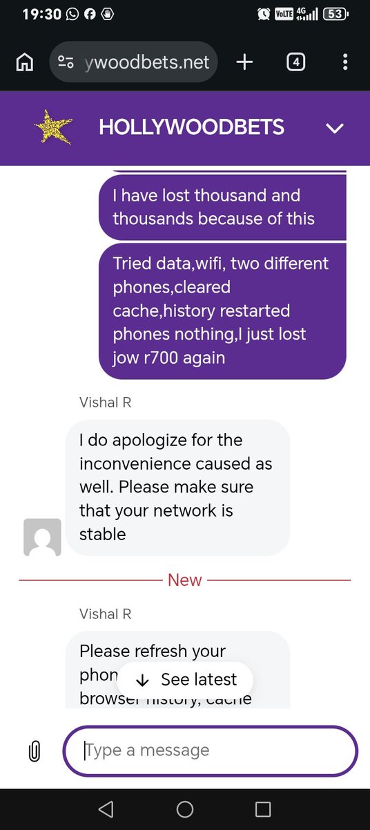 Sportya3's tweet photo. @Hollywoodbets this is the type of customer service hollywoodbets have still busy talking then gets cut off...#thiefs#hollywoodbetsscammers# treatyoulikegarbage https://t.co/RNs7fWvM8x