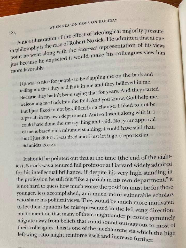 cafreiman's tweet photo. Since people are talking about academia’s political imbalance, here’s a reminder that Nozick was ostracized by his Harvard colleagues simply because they disliked his politics: https://t.co/ICry3tRsgI