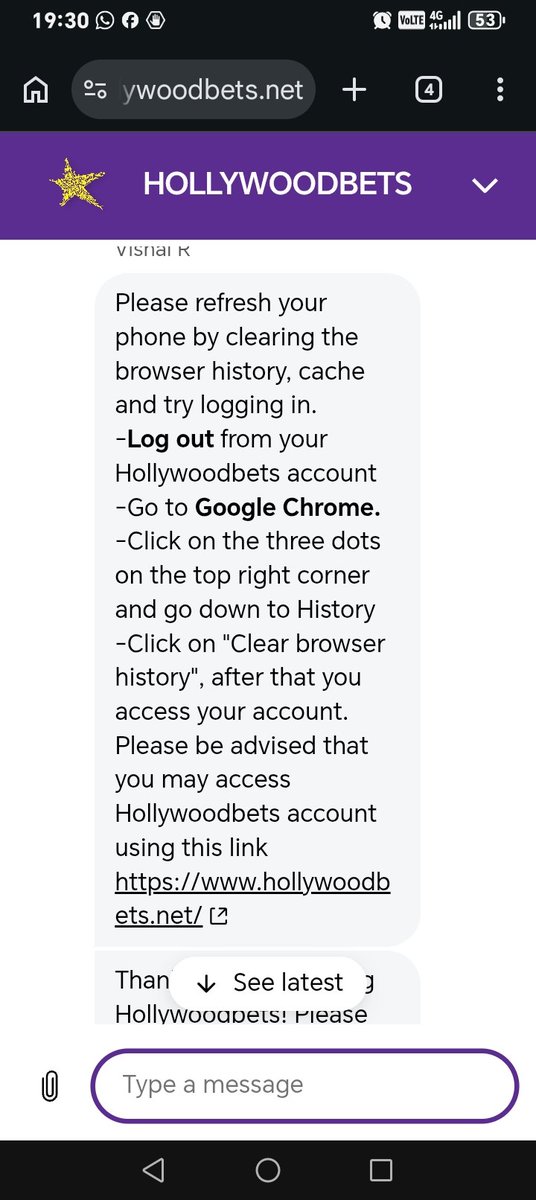 Sportya3's tweet photo. @Hollywoodbets this is the type of customer service hollywoodbets have still busy talking then gets cut off...#thiefs#hollywoodbetsscammers# treatyoulikegarbage https://t.co/RNs7fWvM8x