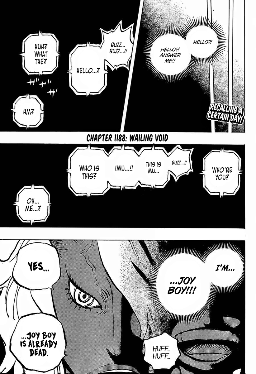 MoumaneO2's tweet photo. #ONEPIECE1188 Discussion : 

Imu did not personally kill Joy Boy during the Void Century. Instead, the two likely fought in an epic clash that ended in a draw or stalemate, with something else, such as the toll of the broader war, internal betrayal, or a prophetic sacrifice which ultimately caused Joy Boy’s death. This is supported by Imu’s lines about Joyboy in this last chapter, which reveals deep personal familiarity and respect for Joy Boy’s unbreakable strength, rather than the words of someone who casually defeated him. It aligns with the Chapter 1181 flashback showing Imu and Joy Boy once laughing together as they debated peace and ideals ''freedom vs. dominance'', hinting at a tragic former bond that makes a simple “Imu kills Joy Boy” outcome feel too straightforward.​​​​​​​​​​​​​​​​​​​​​​​​​​​​​​​​​​​​​​​​​​​​​​​​​​ 

What do you think caused Joyboy's death ?