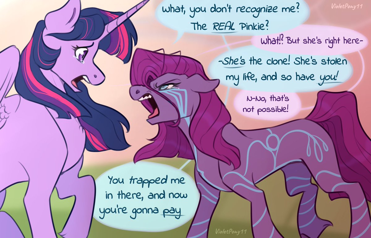 violetpony11's tweet photo. What if the REAL Pinkie Pie was actually sent into the Mirror Pool all those seasons ago...? 🌊

[#pinkiepie #twilightsparkle #twipie #mlp] https://t.co/vVgCRNaEdD