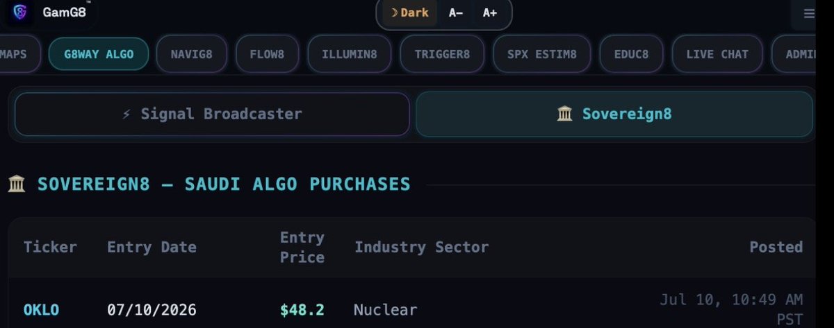 KushnFlow's tweet photo. Im usually a tech guy but something is up here on $OKLO. 20mill into Dec calls yesterday, and today our long term algo fired long on it as well @ $48.20. Something to keep an eye on ☣️ https://t.co/cESo9hFHGL