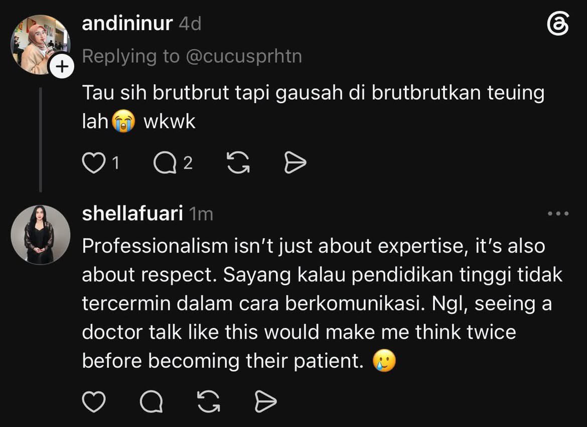 jakfest1's tweet photo. @beta_dinob another dokter julid, gak bisa jaga mulut dan ketikannya https://t.co/5XKND4LN6V
