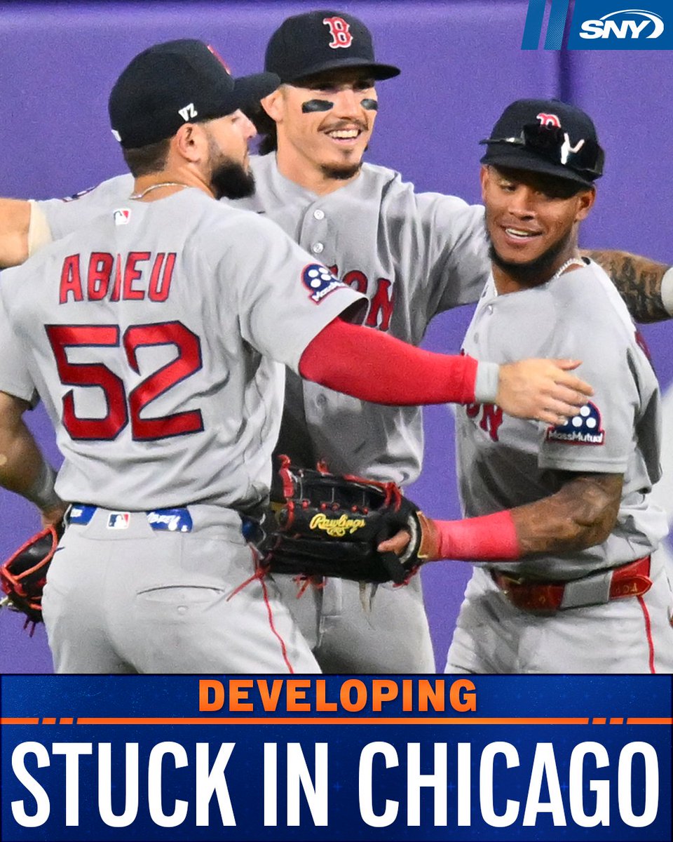 SNY_Mets's tweet photo. The Red Sox, scheduled to play the Mets tonight at Citi Field, are currently still in Chicago after finishing their series last night against the White Sox, per @timbhealey

They have encountered multiple plane issues in trying to get to New York https://t.co/SfXPSh6IcV