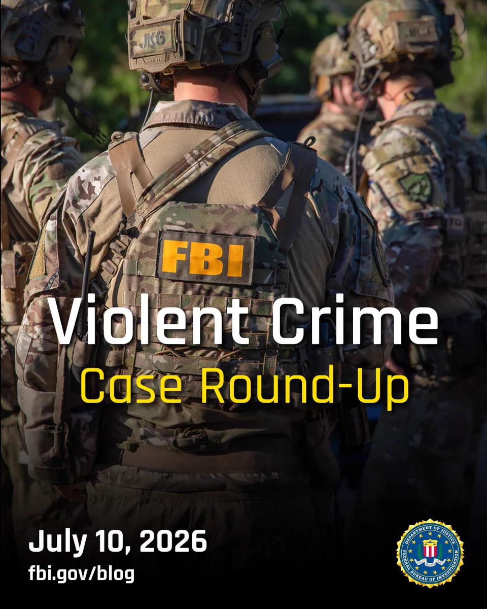 FBI tactical team in camouflage gear preparing for a violent crime operation outdoors.