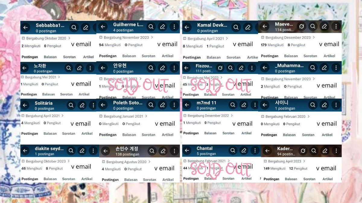 txeivu's tweet photo. @woosik2swag ridiiiiii ak mas open fsr sung copass

‘⅋── harga kosongan &amp; inact :

𔘓 v-email tahun 25: 12k
𔘓 v-email tahun 20an: 14k
𔘓 v-email tahun lama : 15k
𔘓 v-email tahun 09: 18k

𐙚 contact ke sini yaa : ☎️ https://t.co/QYFv13GFzg https://t.co/hbP9ZjKV2j