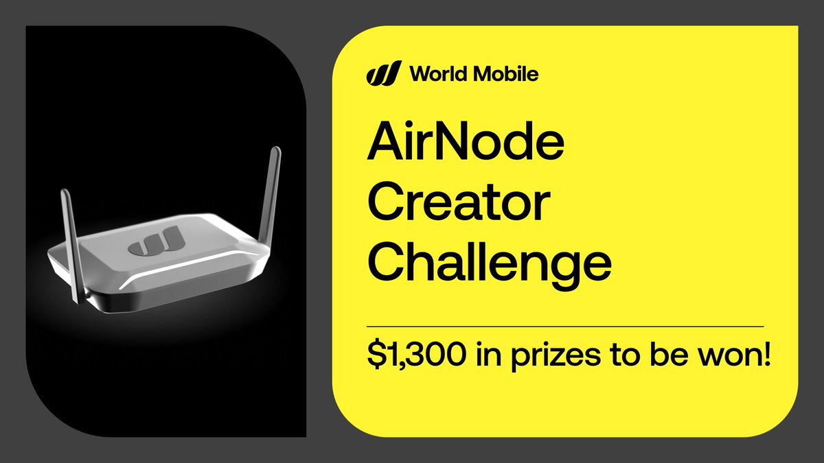 WorldMobileTeam's tweet photo. $1,300 in prizes for 60 seconds of phone footage.

The AirNode Creator Challenge is open. Run an AirNode? 

Film a quick walkthrough of your dashboard: your rewards, the numbers, why you bought in. Post it as a Reel or Short on Instagram, YouTube, Facebook or TikTok, and tag @WorldMobileTeam.

5 prizes. 4 weeks. 

How easy has your AirNode experience been?