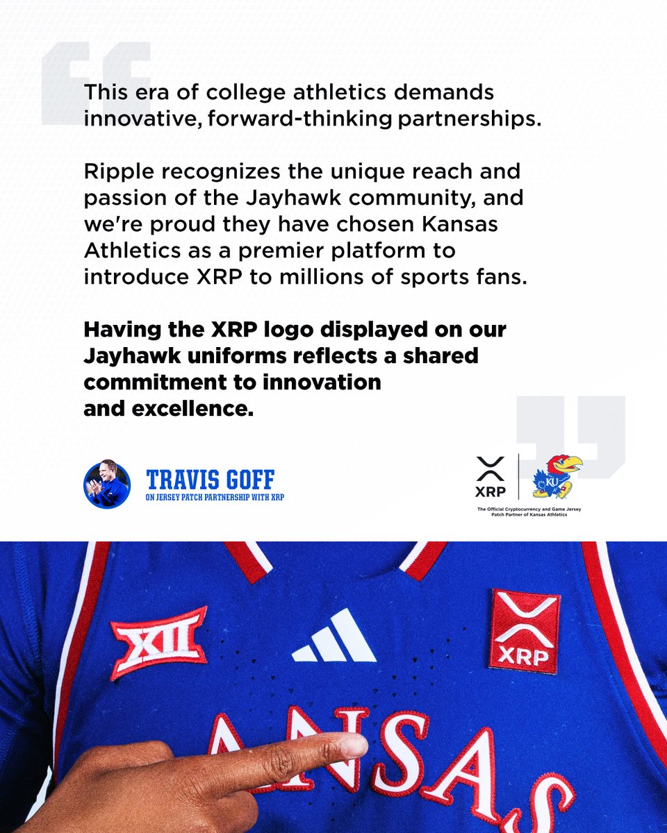 KUAthletics's tweet photo. An innovative, forward-thinking partnership. 

#RockChalk x XRP https://t.co/amvXabQyHW