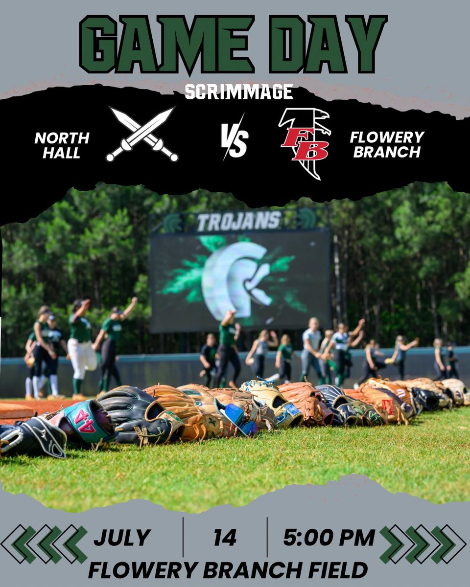 nhtsoftball's tweet photo. 🚨 GAME DAY TUESDAY 🚨

Our July scrimmage series begins Tuesday, July 14th as the North Hall Trojans hit the road to take on Flowery Branch Falcons!

📍 Flowery Branch Field
🗓️ July 14
⏰ 5:00 PM

Come out and support the Trojans as we take the first step toward opening day! https://t.co/BQtoWkW6Pb