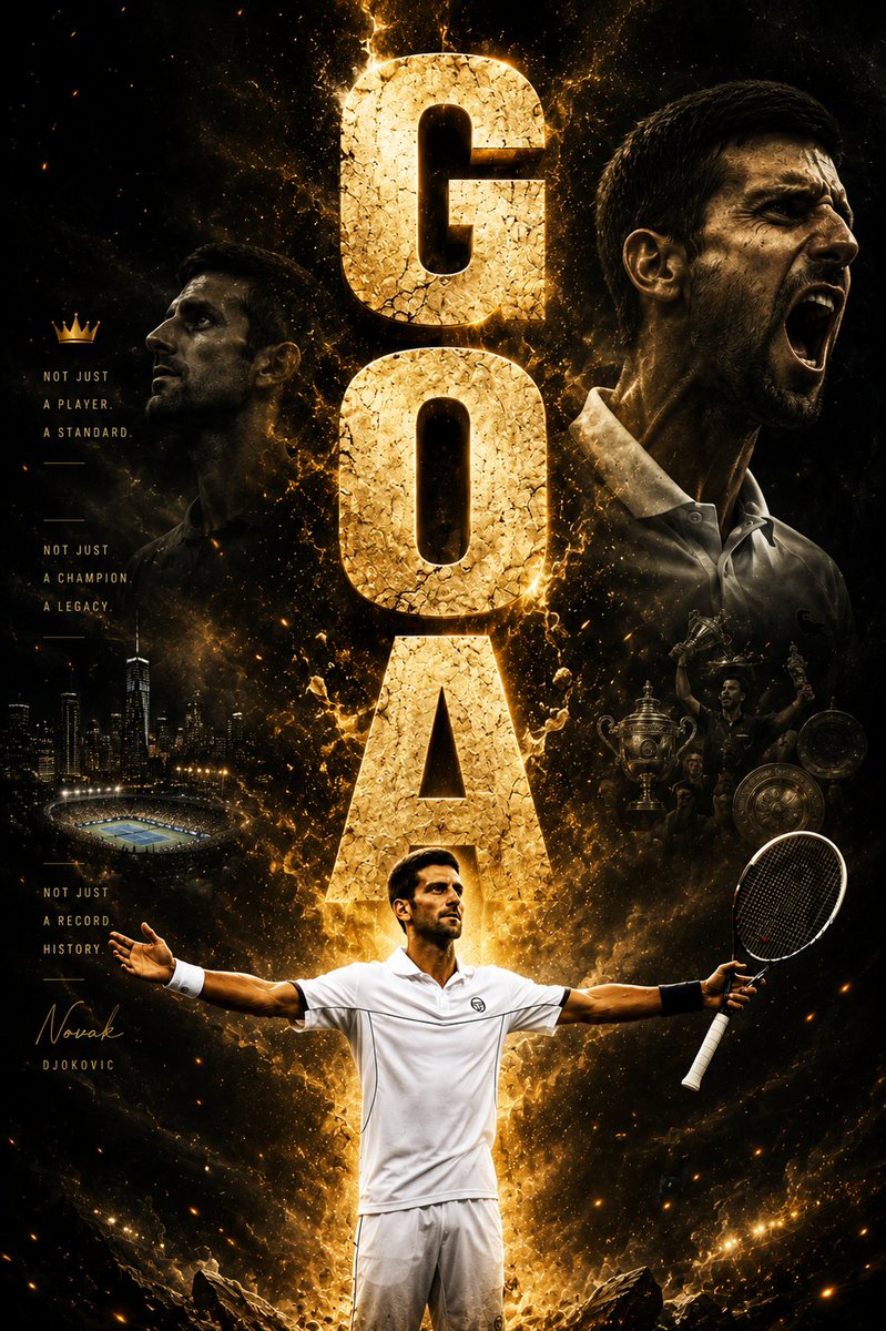 rishi45kumar's tweet photo. As fans, we've become spoiled by Novak Djokovic's greatness.

At 39, expecting anyone to win Grand Slams would be unrealistic, but with Novak, impossible has always felt possible. That's the standard he created 🐐

Thanks Nole for existing and inspiring🙏 https://t.co/9eqbis9bum