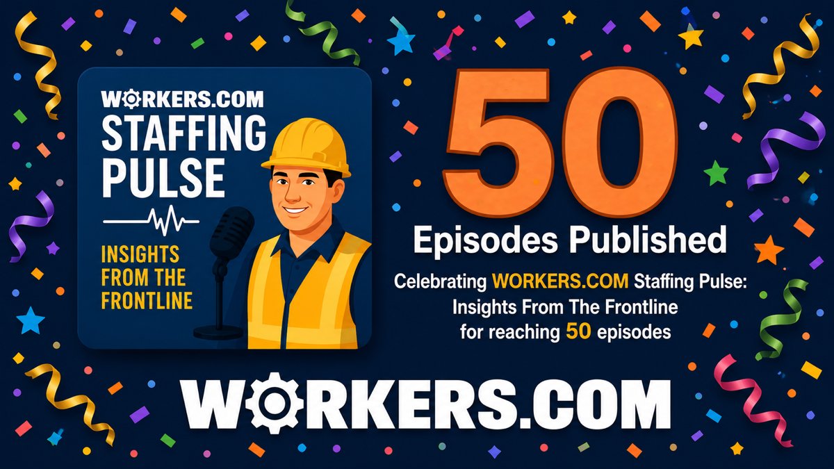 WorkersDotCom's tweet photo. 🎉 50 Episodes! 🎙 @WorkersDotCom Staffing Pulse

A huge THANK YOU to everyone who's joined us on the journey!

The @WorkersDotCom Staffing Pulse podcast has now reached 50 episodes, helping Employers hire smarter and helping Workers build stronger careers.

Thank you to every Listener, Subscriber, Employer, Recruiter, and Job Seeker who's been part of this milestone.

New episodes continue twice every week!

🎙 Listen: https://t.co/9OTw4dJNMw
🏢 Employers: https://t.co/Pz8XQTrduS
👷 Job Seekers: https://t.co/8r7Cx7Slv9
➡ Join Our Community: https://t.co/Ykt342YrFc

Thank you for being part of our Community 👍

#WorkersDotCom #StaffingPulse #Podcast #Hiring #Recruiting #Manufacturing #SkilledTrades #Logistics #Engineering #Jobs