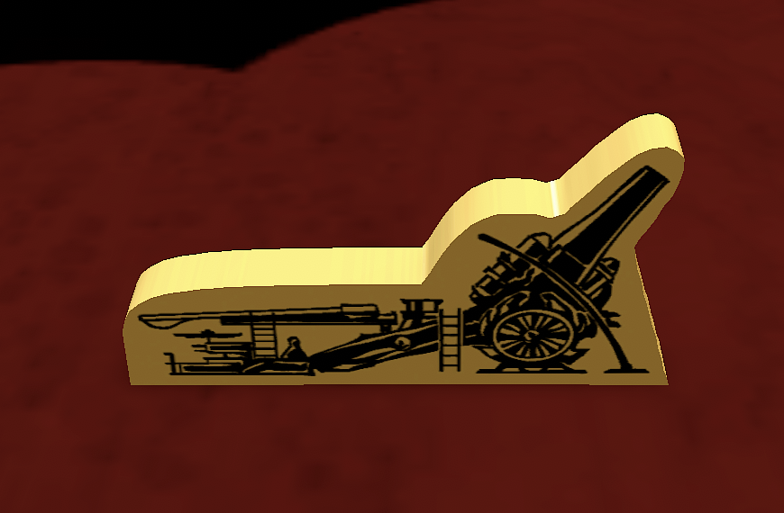WharfRatGames's tweet photo. 🛠️ Component Preview! Check out this Tabletop Simulator mockup of the custom scoring meeple for #AForlornHope.

Unlocked at $27.5K, it's modeled after the German "Big Bertha" howitzer &amp; will be heat printed on wood for sharp detail! 💥 (Final colors may vary) https://t.co/FLHDMgzJsE
