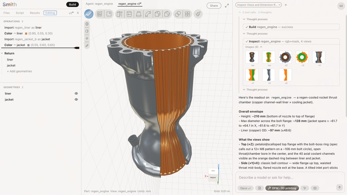 archedotco's tweet photo. > Klarna a 3d printer
> ask Smith to design a regeneratively cooled rocket engine
> re-up Fable usage
> set overnight print job 
> wake up to a clean print with no supports 
> use said model engine as a Celsius holder

You can just make things https://t.co/HNYxiZGwsc