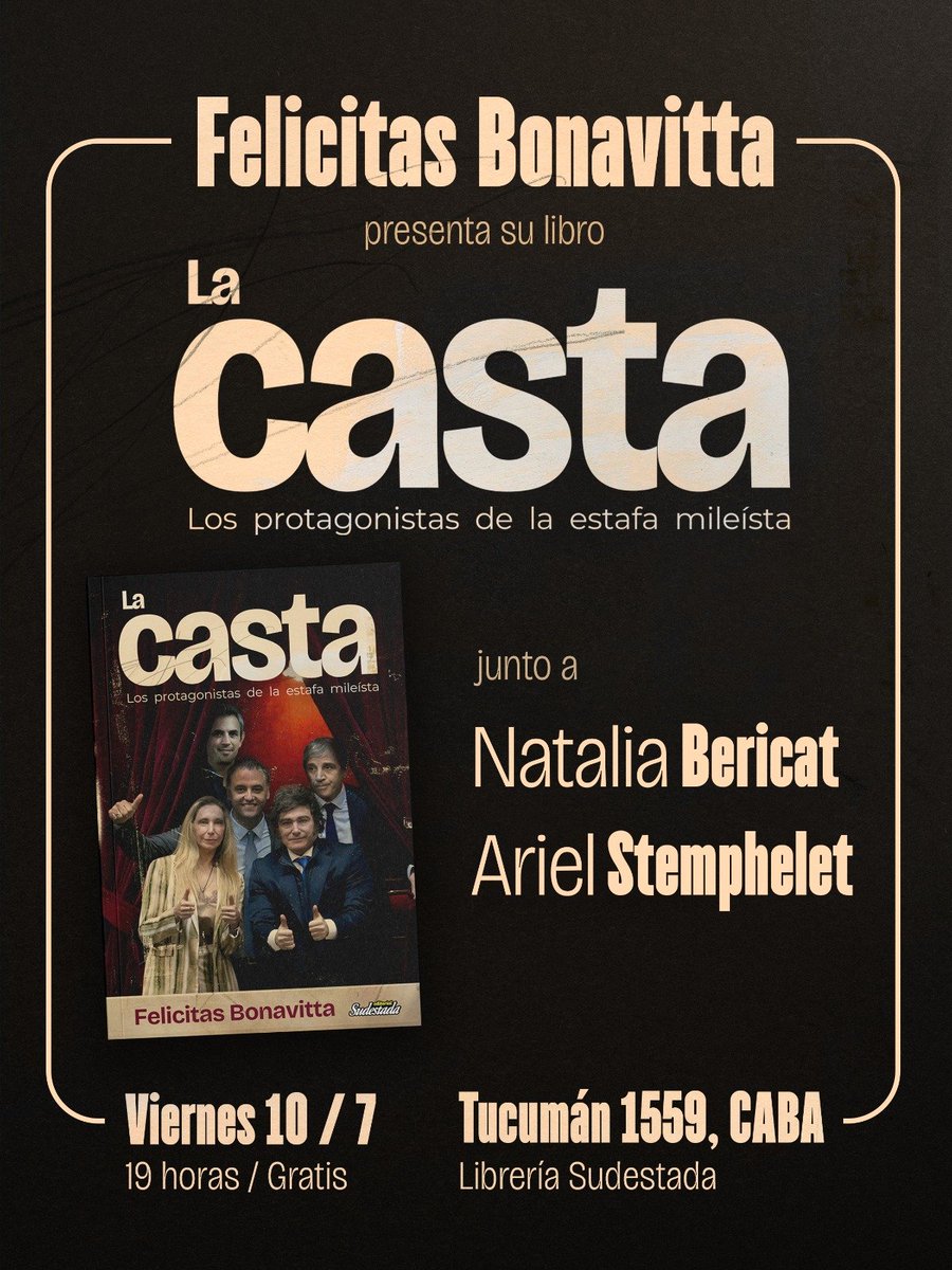 atilioboron's tweet photo. Programón para hoy viernes! Primero, ver el partido Bélgica-España y a las 19 hs ir a la presentación del libro de Felicitas Bonavitta La Casta en la librería Sudestada https://t.co/QPtoov3KFS