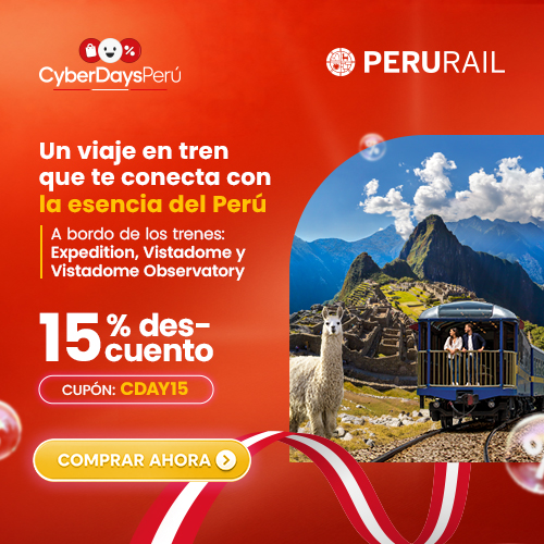 CyberDaysPE's tweet photo. ¡𝐋𝐨𝐬 𝐂𝐲𝐛𝐞𝐫 𝐃𝐚𝐲𝐬 𝐥𝐥𝐞𝐠𝐚𝐫𝐨𝐧 𝐚 𝐏𝐞𝐫𝐮𝐑𝐚𝐢𝐥!  Disfruta de un trayecto lleno de paisajes rumbo a Machu Picchu con 15% de descuento en los trenes Expedition, Vistadome y Vistadome Observatory. 
Usa el código 𝐂𝐃𝐀𝐘𝟏𝟓. Aplican T&amp;C.  https://t.co/pliwmLKZv4 https://t.co/TIv5pfsCw3