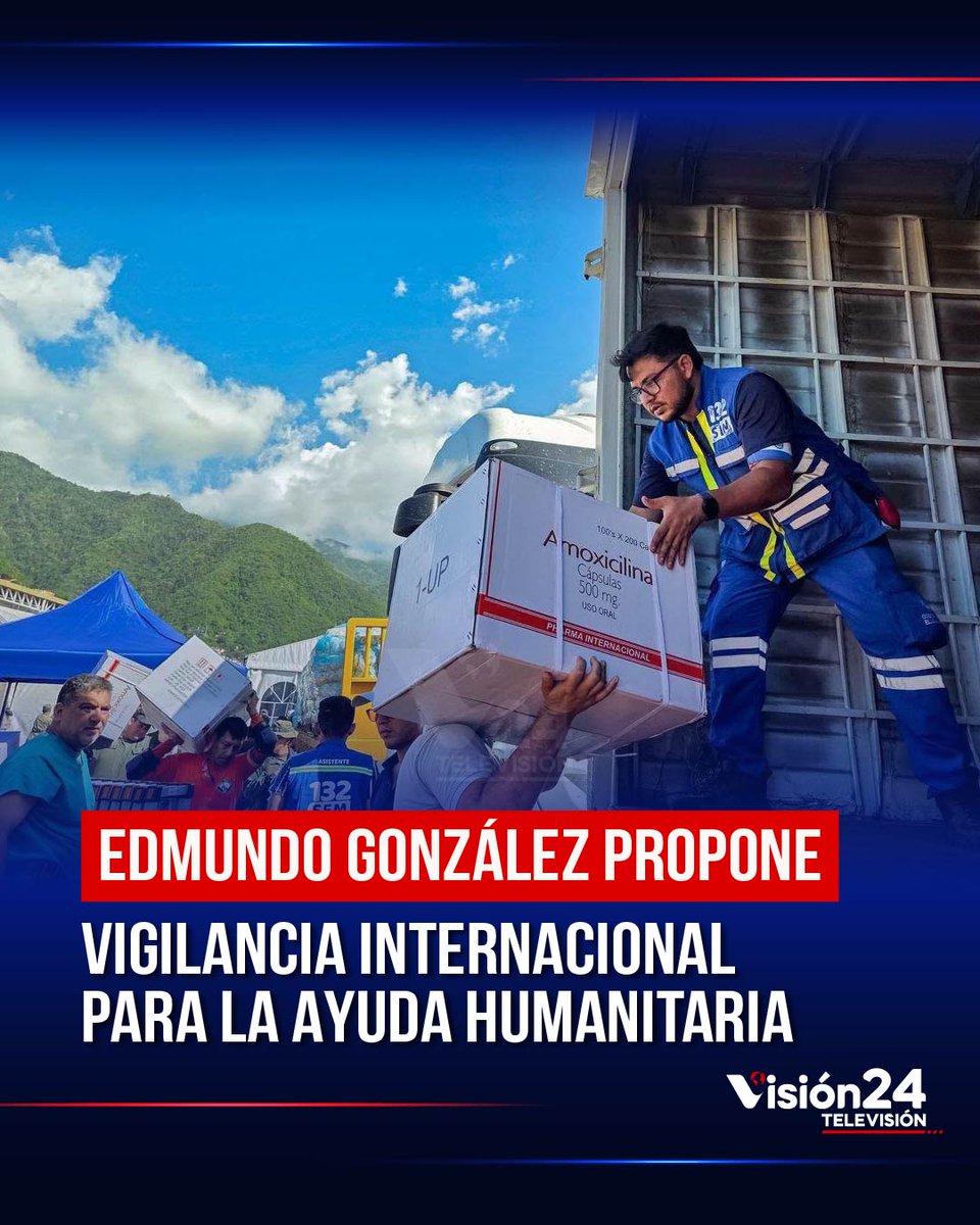 vision24tv's tweet photo. 🌎 | Edmundo González propuso crear una comisión internacional para supervisar la ayuda humanitaria destinada a Venezuela. La iniciativa contempla participación de la ONU, auditorías, fiscales anticorrupción y expertos independientes para garantizar transparencia de los recursos. https://t.co/bLmaLQvW6O
