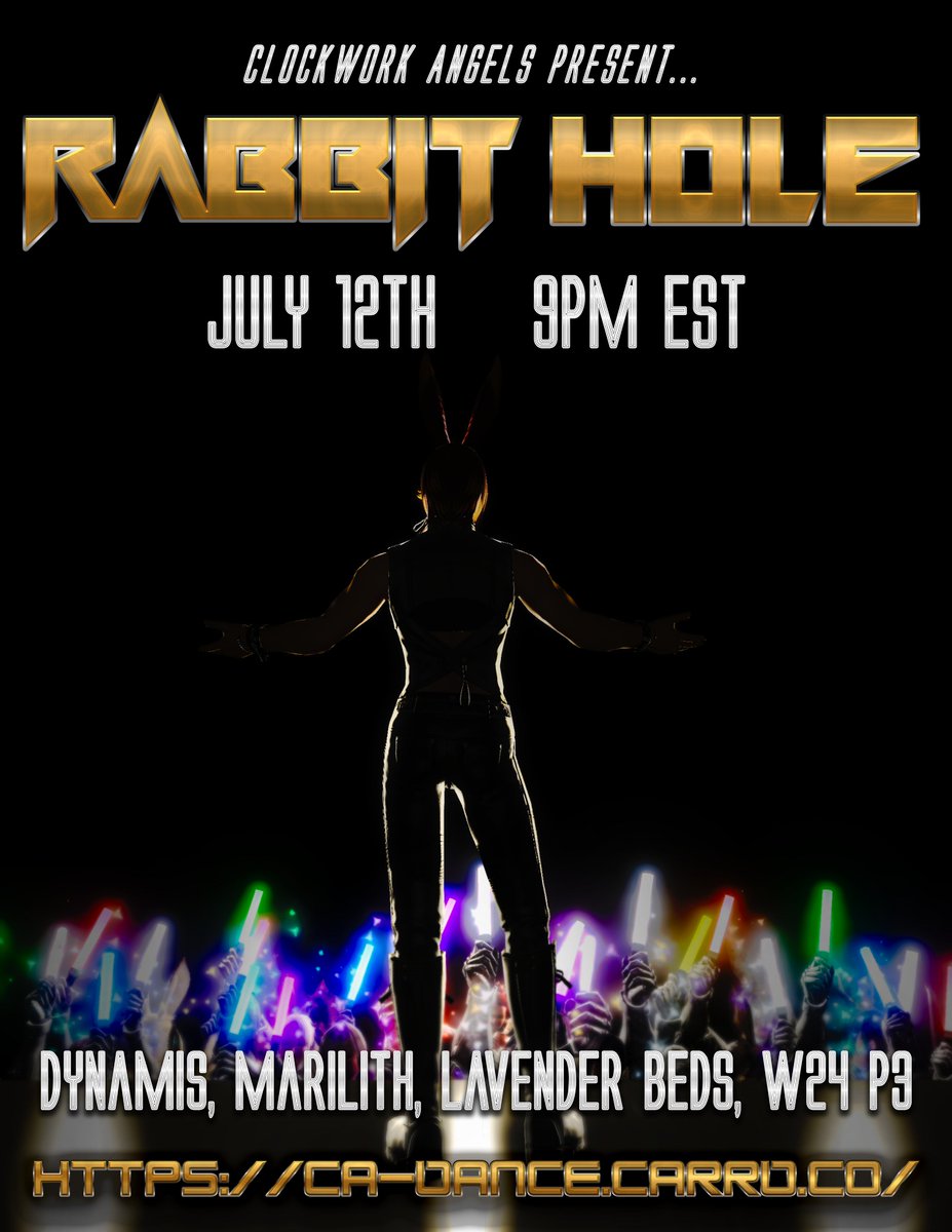 SolaraLeocor's tweet photo. Clockwork Angels are turning up the heat!! ❤️‍🔥

💥 RABBIT HOLE 💥
An extended all-bunboy macrodance performance!

🐰 SHOWTIME 🐰
Sunday, July 12, 2026 9PM EST
Dynamis | Marilith | LB | W24 P3

PHOTOBOOTH IS OPEN!!
Details in replies!

#FFXIV #clockworkangels #macrodance #maleviera https://t.co/TISTXFzyBk