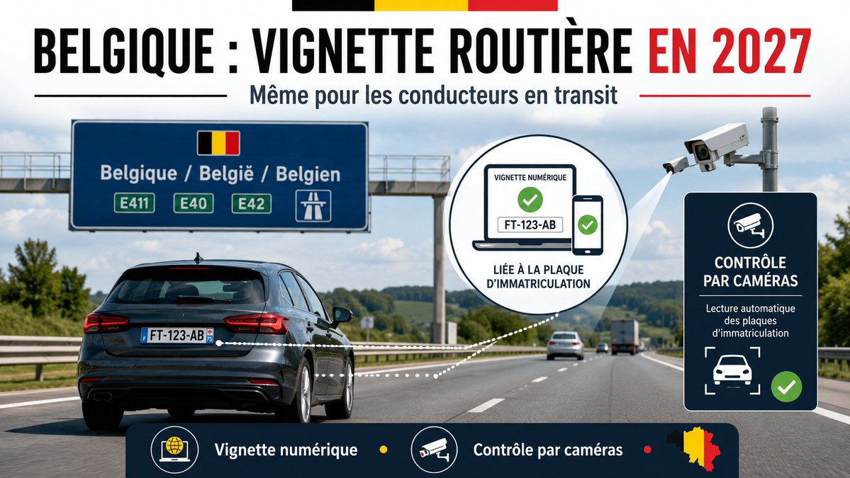 jon_delorraine's tweet photo. 🔴🇧🇪 ALERTE INFO | La Belgique va rendre ses routes payantes à partir du 1er mai 2027.
Tous les automobilistes devront acheter une vignette numérique, y compris les Français qui ne font que traverser le pays.

Jusqu’à 125 € par an, avec des formules à la journée, et 70 € d’amende en cas de non-paiement.
Les plaques seront automatiquement contrôlées par des caméras.
(Officiel)