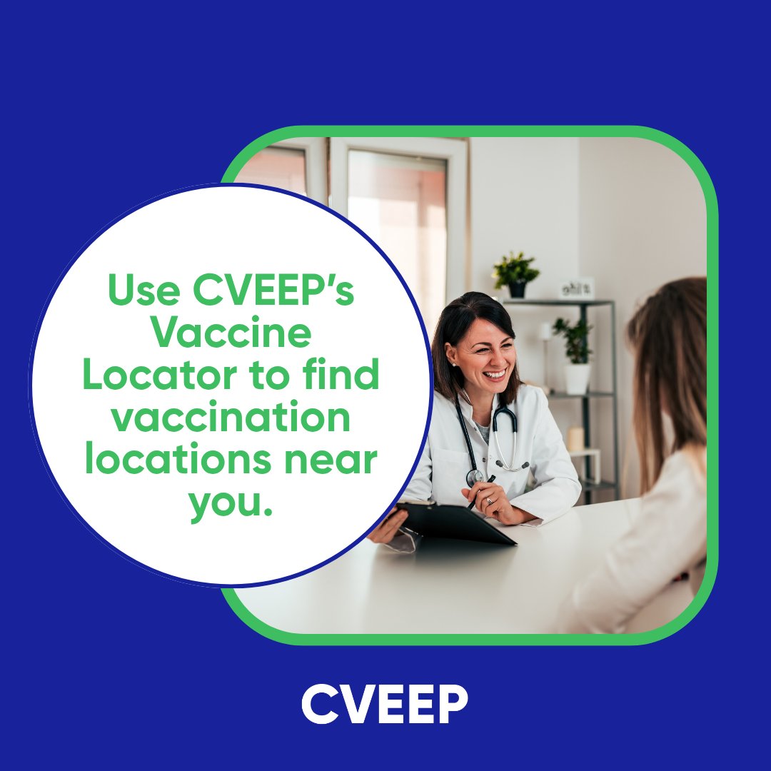 CVEEPSocial's tweet photo. Not sure where you can get your recommended vaccines? Our Vaccine Locator makes it easy to find vaccination locations near you. Enter your ZIP code, explore your area, and take the best step to help protect yourself from severe illness. Use the tool: https://t.co/E1ALQyF9q4 https://t.co/vnJaoXDqSp