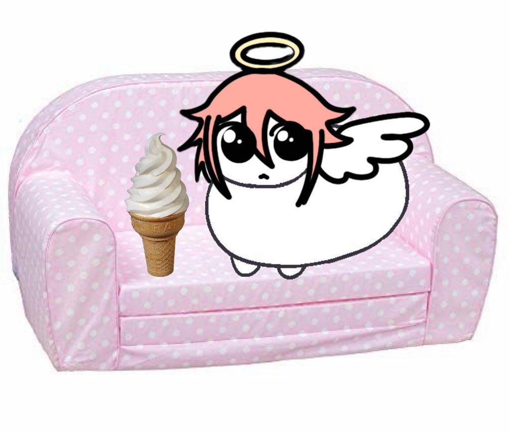 chuu_bee864's tweet photo. Angel loafing on the toddler couch with his ice cream https://t.co/6OEPE4qzVd