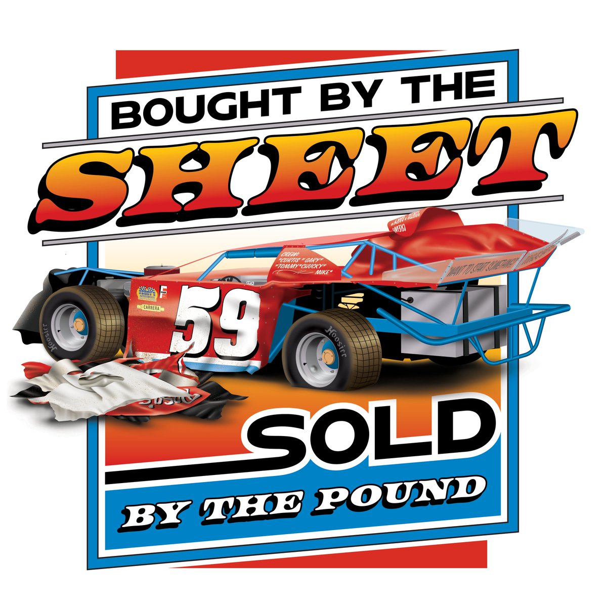 SkylerCurtisFox's tweet photo. A collection of t-shirt style designs I've made of some of the cars my dad raced. About to start on another one in a little bit! https://t.co/cS4xVLprGa