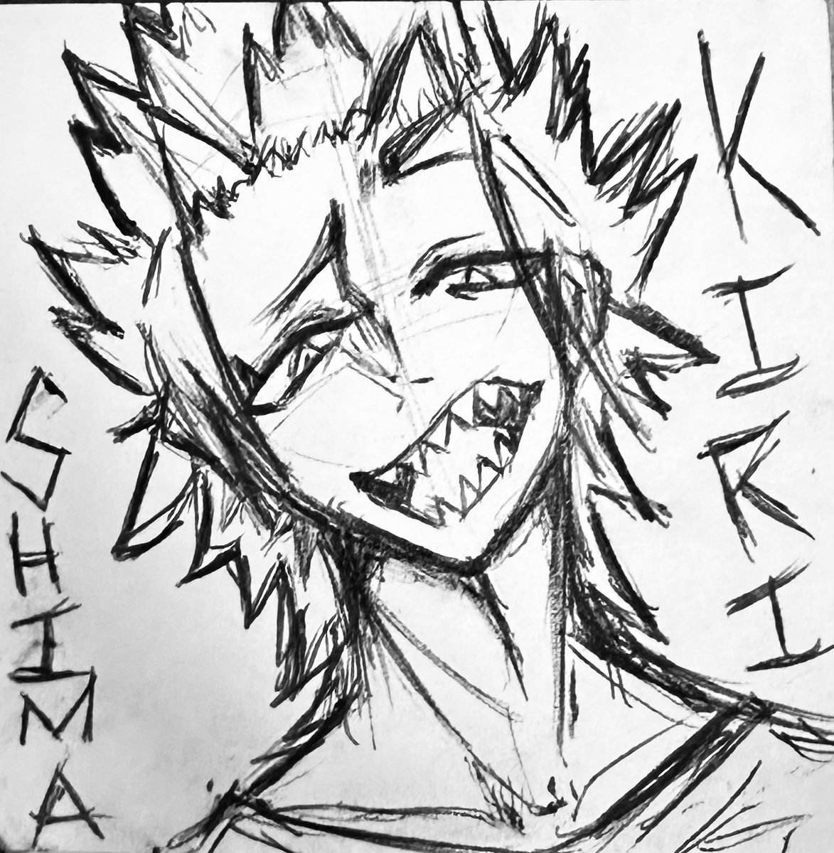 Lizzbane's tweet photo. I’m hesitant to post this but… Kirishima⚙️

(First time ever doodling him on a freaking sticky note while I was at work💥) https://t.co/HyOVCn80XA