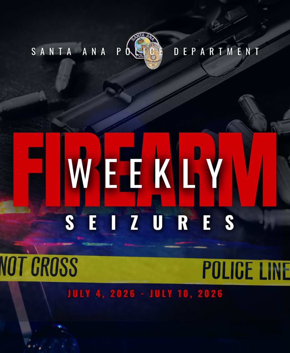 SantaAnaPD's tweet photo. #SantaAnaPD #WeeklyFirearmSeizures 07/04/2026 – 07/10/2026 #GunsOffTheStreets https://t.co/wPe2XmjSIz