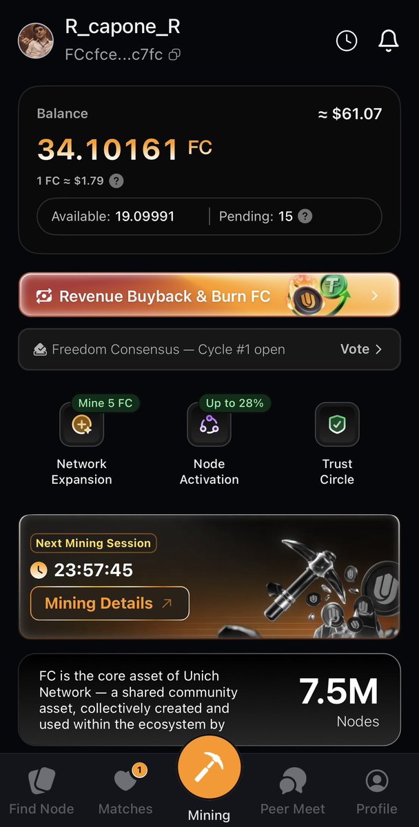 R_capone_R's tweet photo. 🚀 Still early. I’m already mining FC on Unich Network.

✅ Free to join
✅ Daily FC mining
✅ Earn extra rewards by growing your network

If you’re looking for the next early crypto opportunity, don’t miss this. 👇

Referral Code: PQ1GVEEL
https://t.co/rpd2nzXODX

#Unich #Crypto #Airdrop #Mining #Web3 #FC #Blockchain