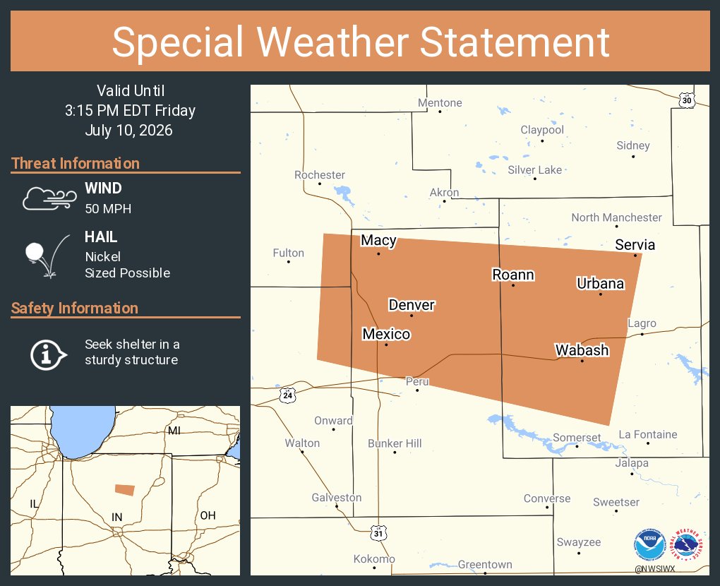 NWSIWX's tweet photo. A special weather statement has been issued for Wabash IN, Mexico IN and  Denver IN until 3:15 PM EDT https://t.co/VykwVDSLth