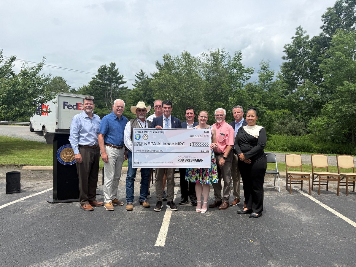 RepBresnahan's tweet photo. It’s always a good day when we’re bringing federal dollars back to Northeastern Pennsylvania. Proud to secure $2 million in federal funding for the SR 6 Bridge over Wallenpaupack Creek. I’ll always fight to deliver for NEPA. https://t.co/mDDvSPadMm