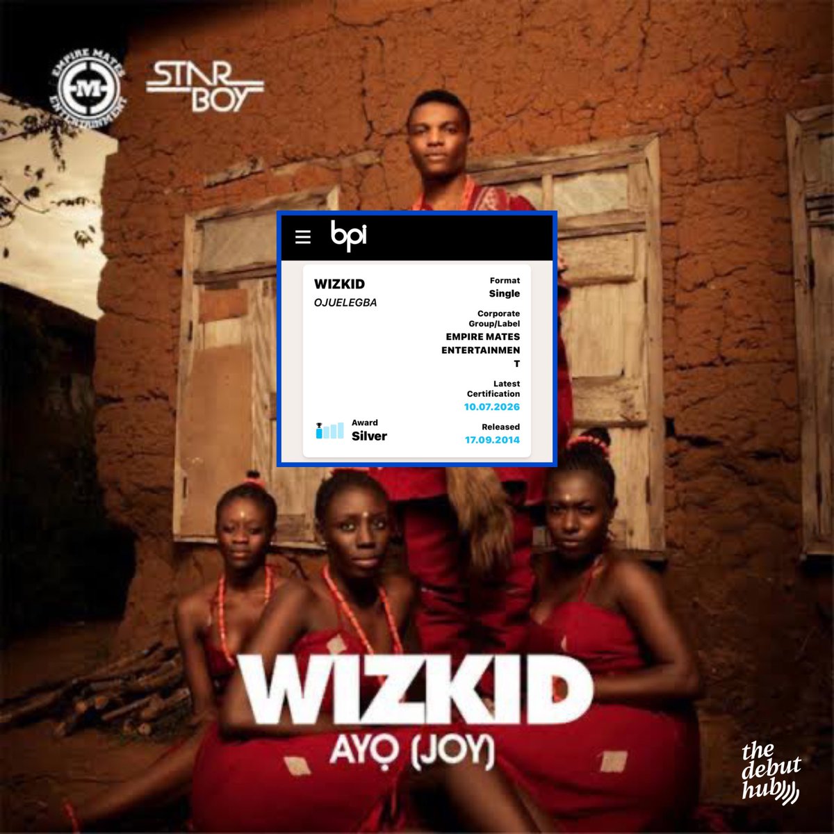 thedebuthub's tweet photo. JUST IN 🚨 

Wizkid’s “Ojuelegba” is now certified SILVER in the UK 🇬🇧💿

— It’s his 14th song to achieve the milestone in the country. https://t.co/oHtB3nBpmz