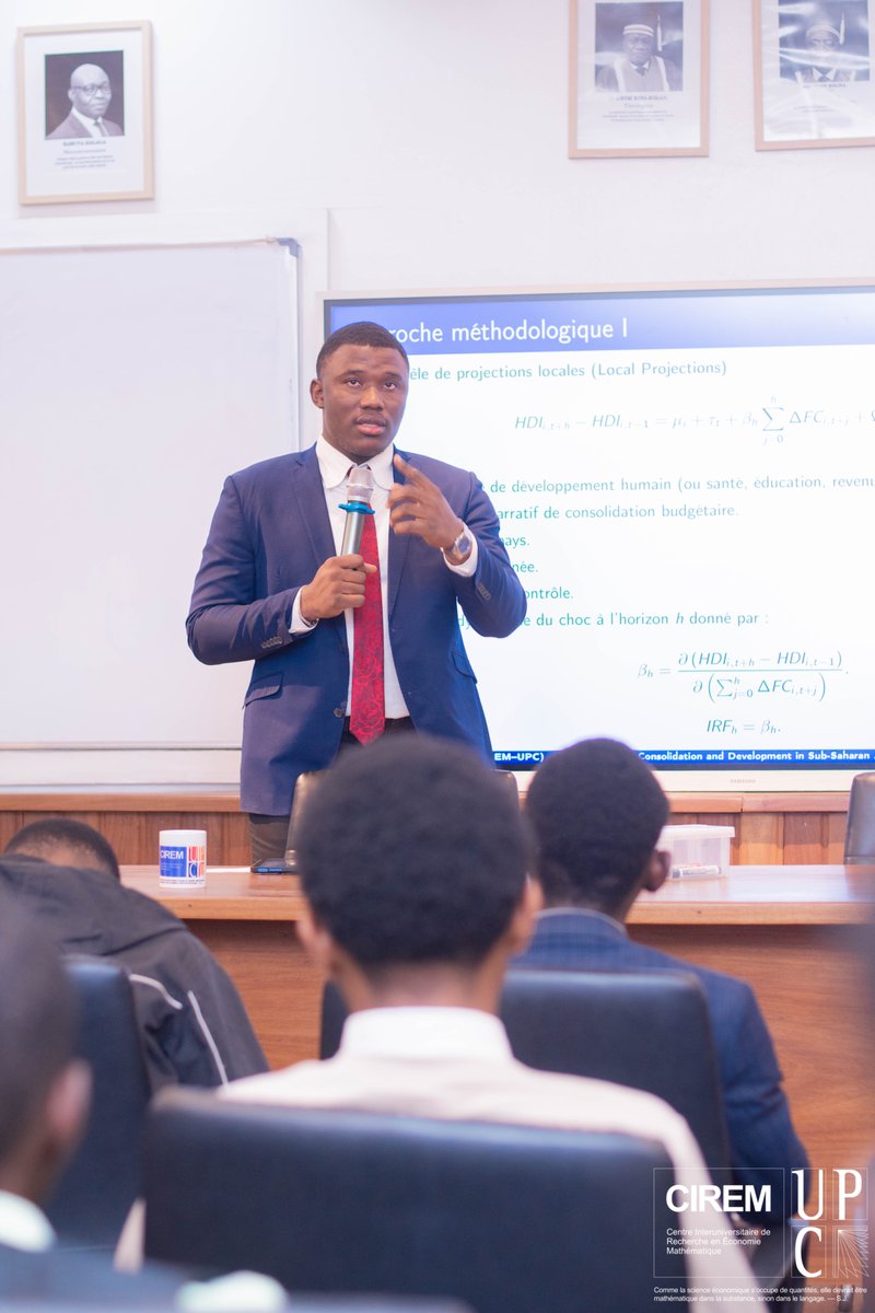 CIREMath's tweet photo. 📸 Retour en images : Atelier CIREM de ce vendredi 10 juillet 2026, consacré au thème : « Fiscal Consolidation and Development: Evidence from Sub-Saharan Africa »*. 

Animé par Nephthali Cibangu, étudiant en Master 2 Économie mathématique et affilié au CIREM, cet atelier a présenté les principaux résultats d’une étude consacrée aux effets de la consolidation budgétaire sur le développement humain en Afrique subsaharienne.

S’appuyant sur une nouvelle base de données narrative couvrant 14 pays de la région, cette recherche analyse l’impact des politiques de consolidation budgétaire sur le développement humain ainsi que sur ses trois principales dimensions : la santé, l’éducation et le revenu. Les résultats mettent en évidence les arbitrages entre discipline budgétaire et développement humain, tout en soulignant que les effets des consolidations budgétaires varient selon leur composition et leur horizon temporel.

L’atelier s’est conclu par des échanges nourris entre les participants autour des implications de ces résultats pour la conduite des politiques budgétaires dans les pays d’Afrique subsaharienne. 

*WORKING PAPER: 
“Fiscal Consolidation and Human Development: Evidence from Sub-Saharan Africa”, rédigé par Nephthali Cibangu, Manassé Mulunda, Ishara Musimwa et Jean-Paul Tsasa Kimbambu.