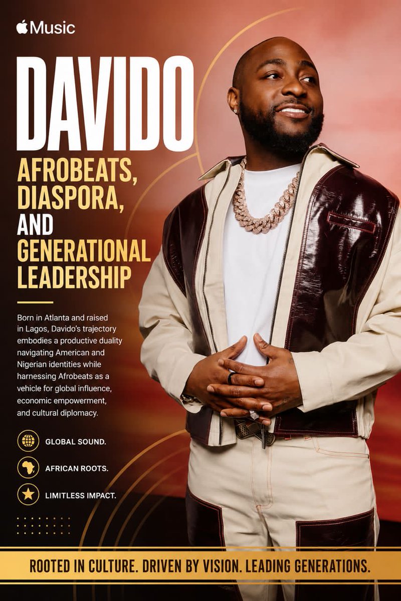 jonathanezebui2's tweet photo. @davido’s career path has inspired diaspora youth to pursue opportunities in several fields not limited to music, entertainment, fashion, and creative industries because he provides a visible model of African-led global success.

He accelerated the digital revolution in African music culture mastering social media virality, TikTok dances, streaming optimization, and visual storytelling, this changed how African cultural products are created, distributed, and monetized.

His entrepreneurial approach (label ownership, brand partnerships, festivals,, musical tours) has influenced a new model of African cultural entrepreneurship.

This scholarly study of @davido contributes meaningfully to several larger academic fields by providing a rich, contemporary case study of African agency in globalized cultural production. His career offers concrete, data-rich examples that illuminate broader theories and trends.

While @davido exemplifies 21st-century African soft-power and self-representation. His success helps scholars and researchers analyze how popular culture reshapes narratives about Africa, moving beyond postcolonial struggle to celebration, innovation, and global competitiveness.

As a voice for Africa’s massive youth demographic, he offers insights into post-independence identity formation, urbanization, and the blending of traditional and modern elements.

@davido's music cross-border appeal demonstrates a lived, cultural Pan-Africanism driven by entertainment rather than politics.
❤️❤️❤️❤️❤️❤️❤️❤️❤️❤️❤️
📢📢👑👑👑 ORIADE!!!!!!
🎶🎵🎶📚📚📚✍️✍️✍️✍️
🙏🙏🙏🙏🙏🙏🙏🙏🙏🙏