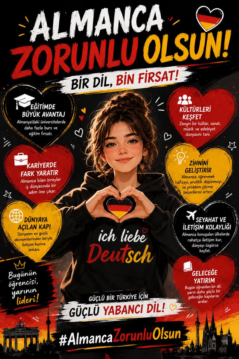 hlyavsar's tweet photo. Çocuklarımızın geleceği için ikinci yabancı dil eğitimi güçlenmelidir. Almanca'nın yeniden zorunlu ders olarak okutulması, eğitimde fırsat eşitliğine ve uluslararası rekabet gücüne değerli bir katkı sağlayacaktır.Sayın Bakanım
@Yusuf__Tekin @tcmeb 
#AlmancaZorunluOlsun https://t.co/qYV350W9Kd
