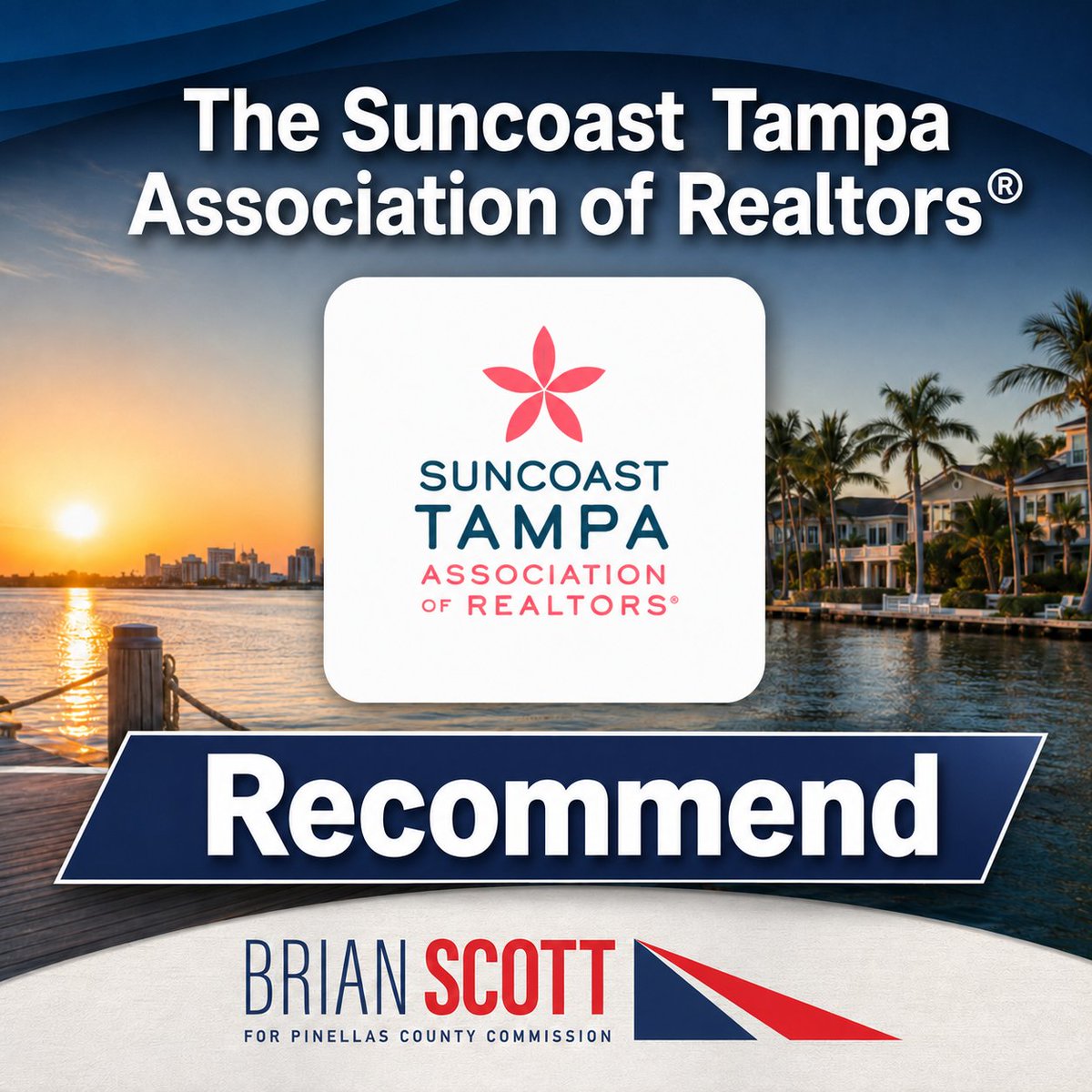 BrianScottFL's tweet photo. I’m honored to earn the recommendation of the Suncoast Tampa Association of Realtors.

I’ll keep working to lower taxes, protect taxpayers, and make Pinellas County more affordable for families, seniors, and small businesses. https://t.co/CBf43vfIgV