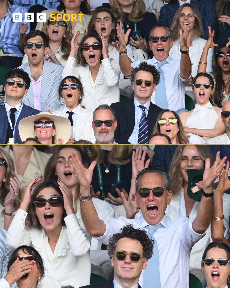 BBCSport's tweet photo. 'TeNniS Is bORinG' 🤔 Keira Knightley and Richard E. Grant don't think so 📸 https://t.co/m0zfCnqcq6