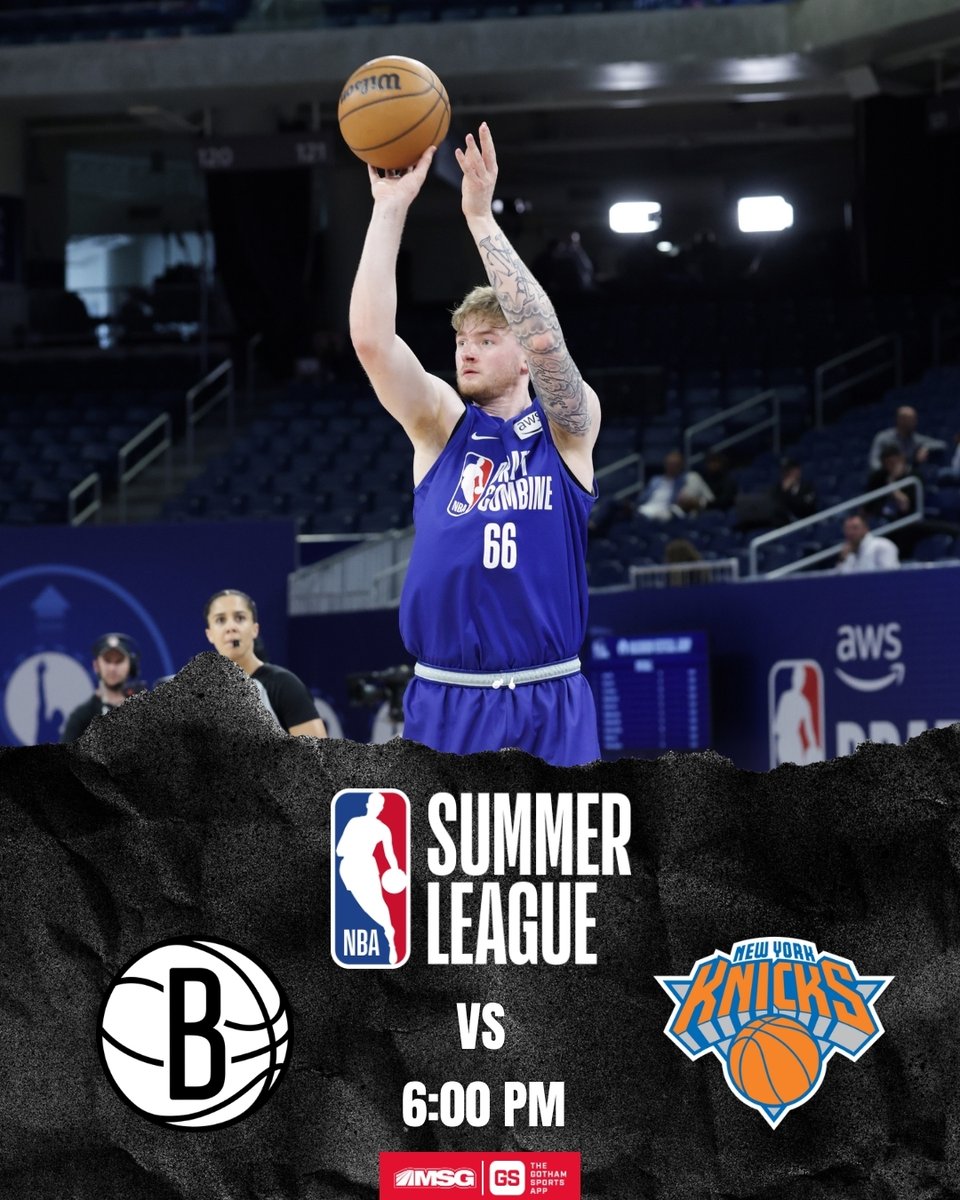 KnicksMSGN's tweet photo. The Knicks kick off their NBA Summer League debut against the Nets tonight! 🏀🏜️

Coverage begins at 6pm on @MSGNetworks 📺
https://t.co/aAPbinlntD https://t.co/tWJMabAKM1