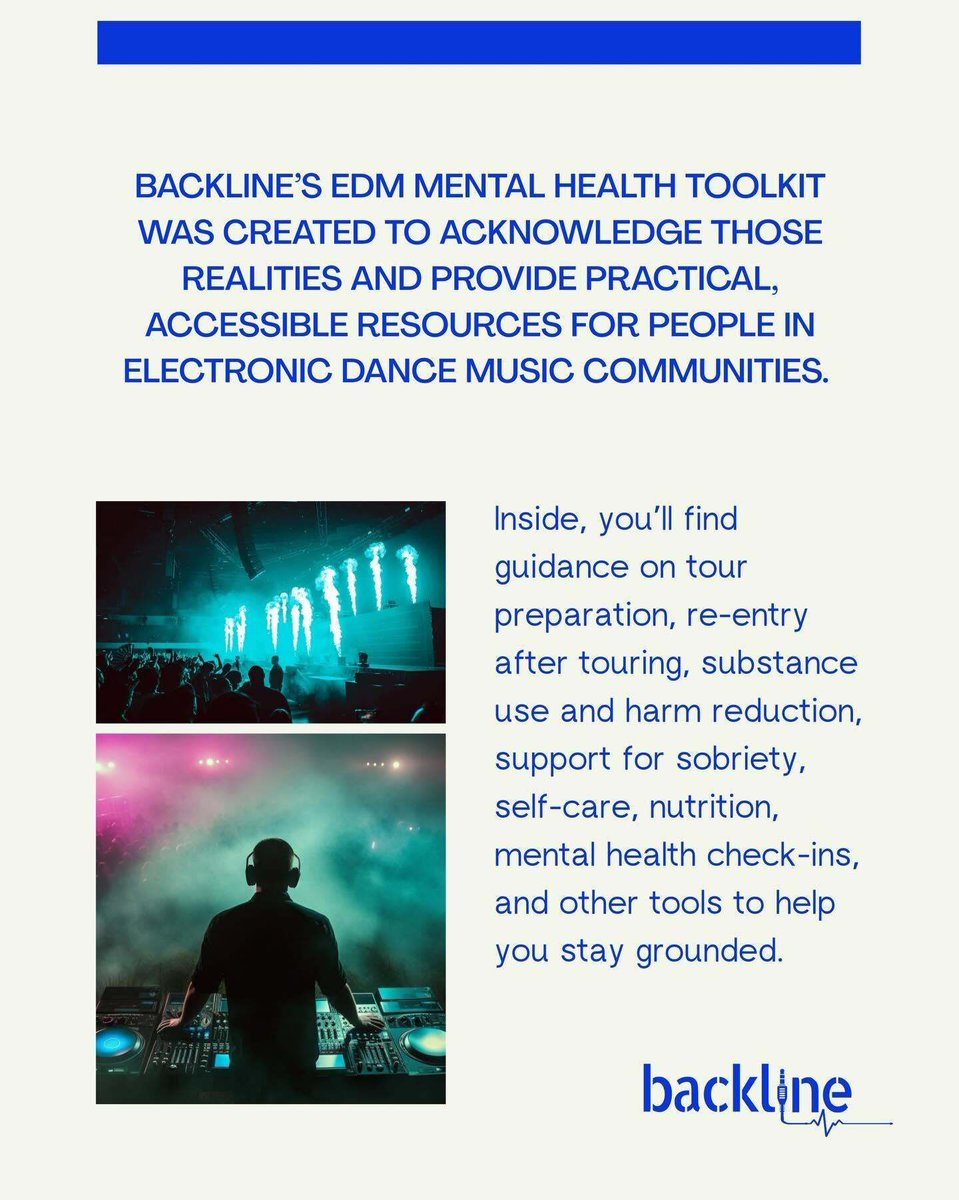 SBKgives's tweet photo. @backline-care's new EDM Mental Health Toolkit offers free, practical guidance on touring, burnout, self-care &amp; staying grounded on and off the road.
SBK is proud to support resources that make mental health care more accessible for music communities.
Download on Backline's site. https://t.co/oS4OHo1RQj