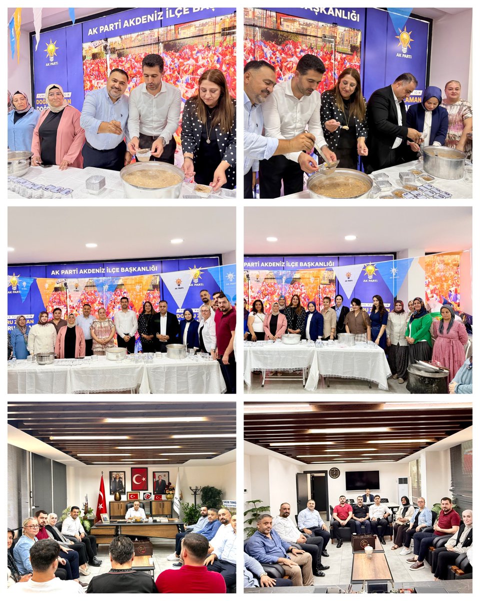 mahsumsevimli's tweet photo. 📍 İlçe Başkanlığımızın Programları

İlçe yöneticilerimizle birlikte, AK Parti Akdeniz İlçe Kadın Kolları Başkanlığımızın düzenlediği aşure programına katılarak birlik, beraberlik ve paylaşmanın bereketini hep birlikte yaşadık.

📍 İlçe Binamızı Ziyaret Edenler

İlçe binamızda kıymetli misafirlerimizi ağırlayarak hasbihalde bulunduk.

▪️ AK Parti Mersin İl Kadın Kolları Başkanımız Sn. Hülya Ekin ve yönetimi
▪️ İl Teşkilat Başkanımız Sn. Halit Pekduran
▪️ Camişerif Mahalle Muhtarımız Sn. Derin Gününç
▪️ Çankaya Mahalle Muhtarımız Sn. Hatice Ekici
▪️ Müfide İlhan Mahalle Muhtarımız Sn. Hülya Evis
▪️ Siteler Mahalle Muhtarımız Sn. Nebi Akkağıt

▪️ Şanlıurfa İl ve İlçeleri İş İnsanları Birlik ve Yardımlaşma Derneği Başkanı Sn. Rojda İstegün
▪️ Mersin Ensar Vakfı İl Başkanı Sn. Haşim Çeken
▪️ Sn. Zahir Çeken
▪️ Sn. Rıdvan Akbulut
▪️ Sn. Yılmaz Ölmez ve yönetim kurulu üyeleri
▪️ Şırnak İl ve İlçeleri Dernek Başkanı, Güneydoğu ve Anadolu Federasyonu Başkanı Sn. Mahmut Çalış
▪️ Sn. Serkan Çirik
▪️ İş İnsanı Sn. Şanser Pamukçu

Nazik ziyaretleri ve samimi sohbetleri için kendilerine teşekkür ediyoruz.

📍 Taziye ve Açılış Programları

İlçe yöneticilerimizle birlikte;

▪️ Toroslar Mahallesi sakinlerinden merhum Yusuf Verdi’nin taziyesine,
▪️ Merhum İzzet Epçin’in taziyesine katılarak ailelerine başsağlığı dileklerimizi ilettik.

Ardından, iş insanımız Sn. Ramazan Gümüştaş’ın hizmete açtığı Nova Cafe’nin açılış programına katılarak hayırlı ve bereketli kazançlar diledik.

AK Parti Akdeniz Teşkilatı olarak; vatandaşlarımızın acısını paylaşmaya, sevincine ortak olmaya ve gönül gönüle çalışmalarımızı sürdürmeye devam ediyoruz. 🇹🇷🤝 @vahitatalan