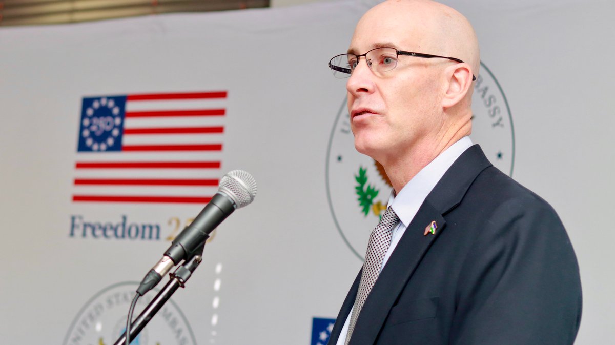 USEmbassyMaseru's tweet photo. Happy Freedom 250 Friday!  Thanks to all who joined our Independence Week activities, including: 
• the launch of the U.S. Founders Museum at American Corner Maseru, 
• discussion of U.S. and Lesotho’s founders and national history, 
• CDA Hines’s and Foreign Assistance Specialist Ian Membe’s radio interview on health,
• the second Advanced Business Training for Sebabatso graduates,
• U.S. Fulbright Student Henry Michael’s mining industry research talk, 
• and our inaugural Khotso Convo – diplomat-led dialogue on policies that matter in Lesotho.
 
We extend our sincere gratitude to Historian and Filmmaker Kalosi Ramakhula and Former Ambassador to Washington Tumisang Mosotho for sharing their insights and leading these important discussions with Political and Economic Chief Sean Lawlor.  We wish Henry safe travels back to the United States and thank him for sharing his conclusions with us!  Last but not least, thank YOU for attending/watching/listening, sharing, and engaging on topics that matter to both of our countries.
 
Stay tuned for the recordings!