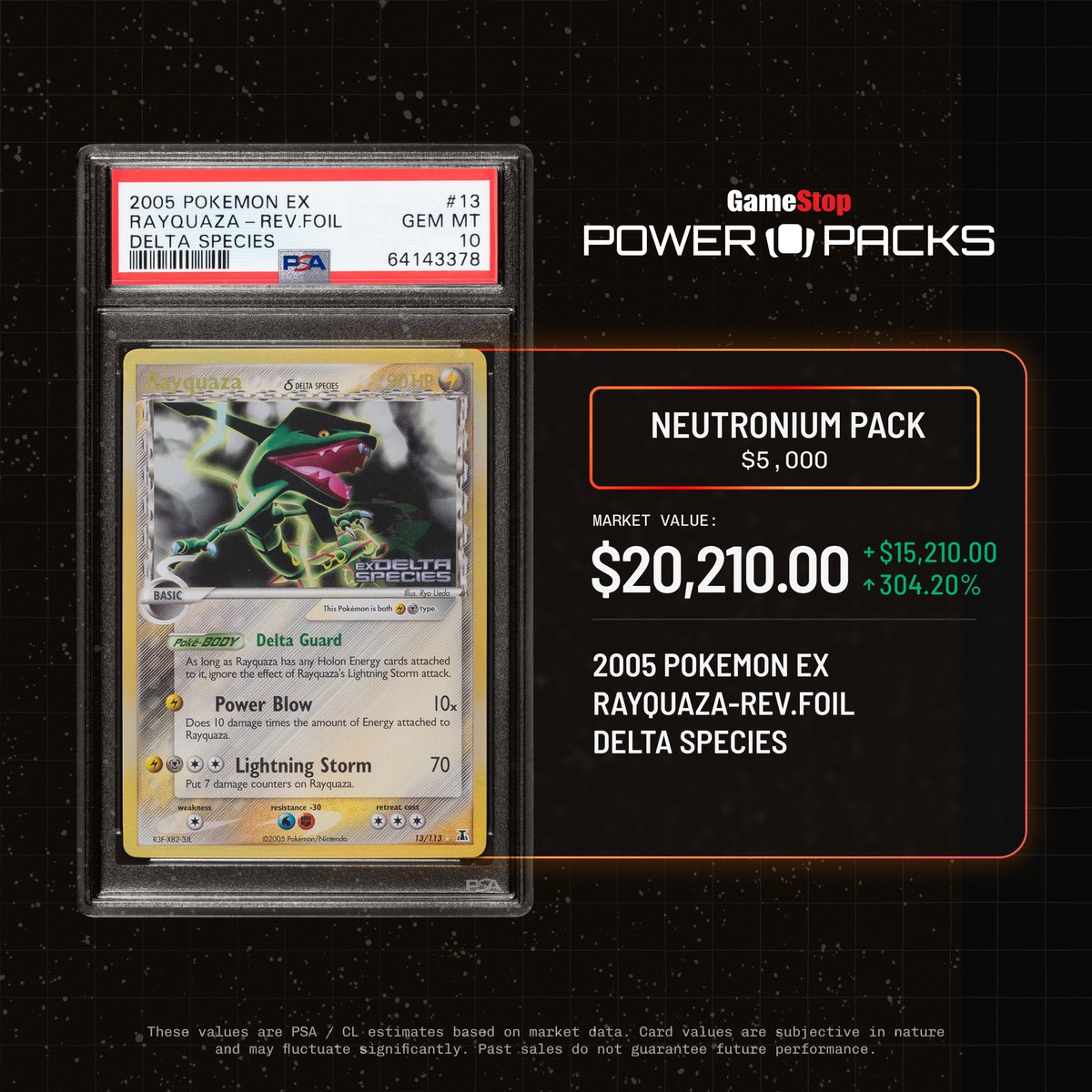 powerpacks's tweet photo. Just pulled.

A 2005 Delta Species Rayquaza Rev. Foil from a Neutronium Pack. https://t.co/xV0ThPCYvS