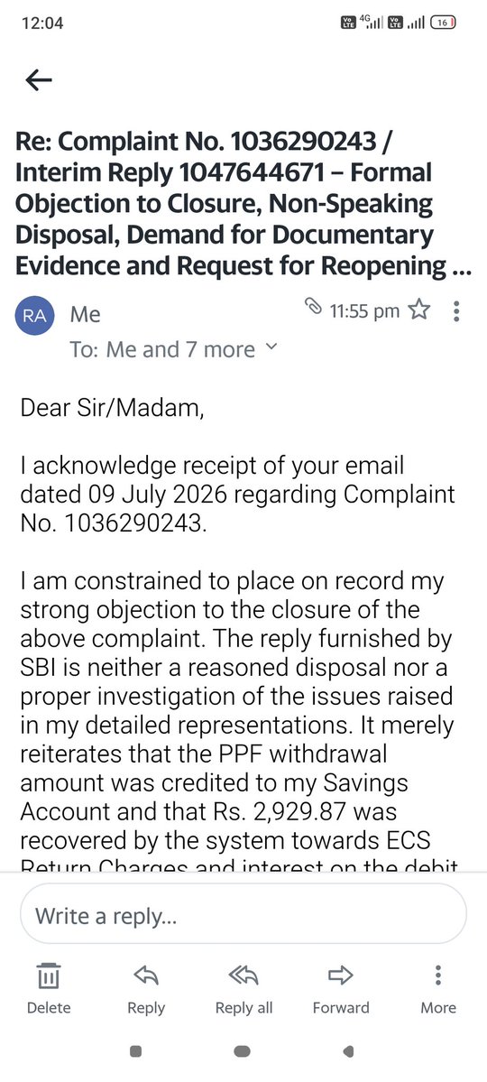 rahulasari1's tweet photo. @TheOfficialSBI
Complaint No 1036290243 was closed without answering my queries or providing documentary evidence. Please reopen the complaint or I will escalate the matter to @RBI under the Integrated Ombudsman Scheme 2026
@OfficialSBICare
@jagograhakjago
@FinMinIndia
@RBIsays https://t.co/LKLCppZyf5