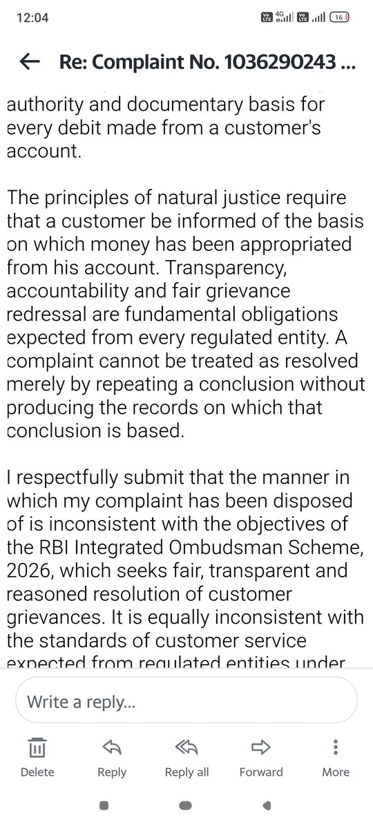 rahulasari1's tweet photo. @TheOfficialSBI
Complaint No 1036290243 was closed without answering my queries or providing documentary evidence. Please reopen the complaint or I will escalate the matter to @RBI under the Integrated Ombudsman Scheme 2026
@OfficialSBICare
@jagograhakjago
@FinMinIndia
@RBIsays https://t.co/LKLCppZyf5