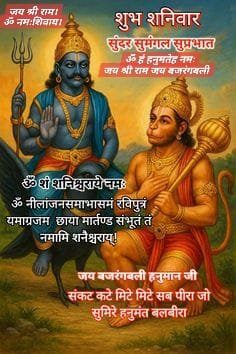 NandKewala56079's tweet photo. *卐 ॐ गणेशाय नमः 卐 ࿗*
*ॐ नमःशिवाय हर हर महादेव।* 
 *जय शनि देव महाराज*
 *ॐ शं शननैश्चराय नमः* 
नीलाञ्जन समाभासं रविपुत्रं यमाग्रजम्।छायामार्तण्डसम्भूतं तं नमामि शनैश्चरम्॥
*ॐ हं हनुमते नमः जय बजरंगबली।* 
अतुलित बलधामं हेमशैलाभदेहं, दनुजवनकृशानुंज्ञानिनामअग्रगण्यम्।सकलगुणनिधानं वानराणा मधीशं, रघुपतिप्रियं भक्तं वातंजातं नमामि।

🙏जय श्री राम🙏🏻

          🚩🚩🚩🚩🚩