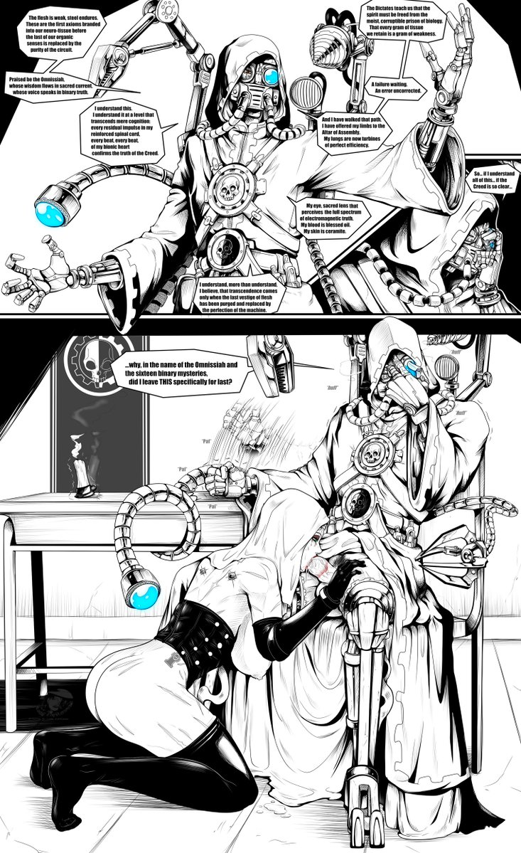 fantasma_lady's tweet photo. Felt like drawing a Mechanicus Magos... It was hard XD And extremely fun to crosshatch.

The only flesh parts remaining are his right eye and his lower zone. Everything else is mechanical.

Horrible priority decision.

#Warhammer40K #Canoness #Vesperia #Mechanicus #Magos #WH40K https://t.co/UOHlJwYiSe